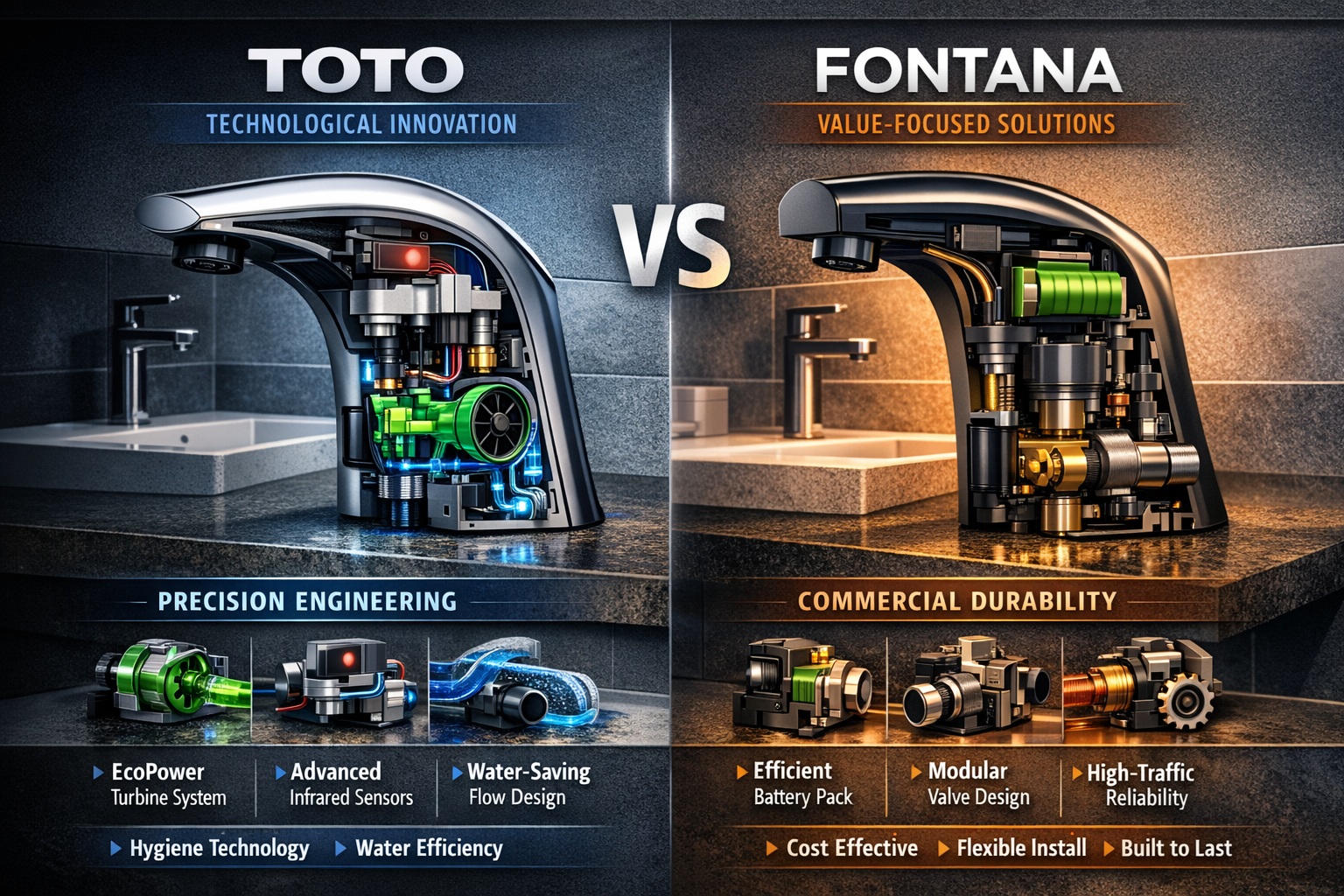 Comparison of TOTO technological innovation versus Fontana value-focused solutions